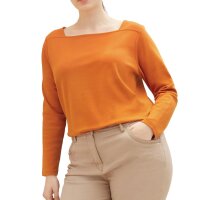 Marken-Carré-Langarmshirt, rostorange