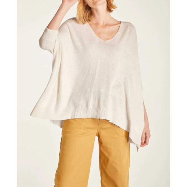 Poncho sweater with cashmere, offwhite
