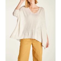 Poncho sweater with cashmere, offwhite