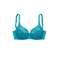 Underwire lace bra, glitter details, turquoise