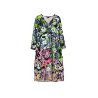 Maxi satin print dress, blue/ multi-colour