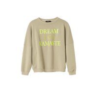 Sweatshirt with print and strass, beige