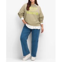Sweatshirt with print and strass, beige