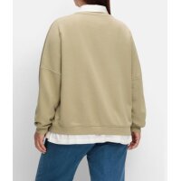 Sweatshirt with print and strass, beige