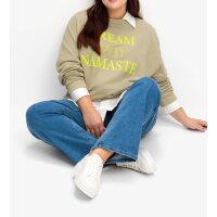 Sweatshirt with print and strass, beige