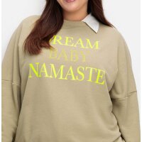 Sweatshirt with print and strass, beige