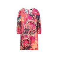 Satin print dress, orange-multicolour