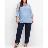 Chiffontunika m. Spitze und Volantärmeln, bleu