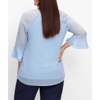 Chiffontunika m. Spitze und Volantärmeln, bleu