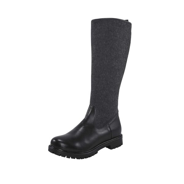 Leather-felt-boots, black-grey