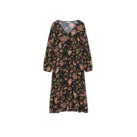 Marken-Midi-Druckkleid, schwarz-bunt