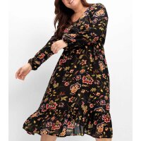 Midi print dress, black/ multi-colour