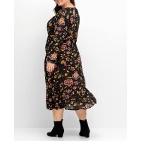 Midi print dress, black/ multi-colour