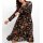 Midi print dress, black/ multi-colour