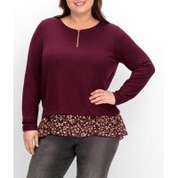 2-in-1 Shirt m. Chiffonfutter, weinrot