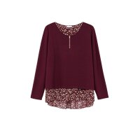 2-in-1 Shirt m. Chiffonfutter, weinrot