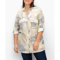 Batikoptik-Longbluse, hellbeige-blau