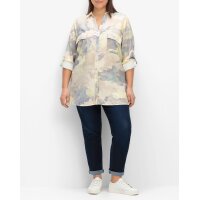 Długa bluzka tie-dye, jasnobeżowa/niebieska
