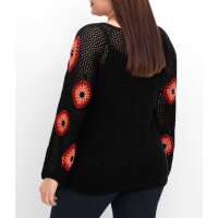 Sweter szydełkowy, czarno-wielokolorowy