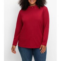 Stand-up collar shirt with glitter details, cherry red
