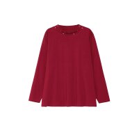 Stand-up collar shirt with glitter details, cherry red