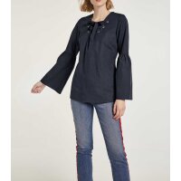 Volant-Bluse m. Schnürung, nachtblau