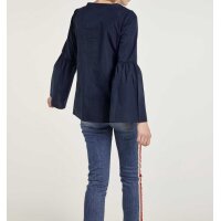 Volant-Bluse m. Schnürung, nachtblau