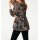 Chiffon-Druckbluse, schwarz-camel