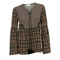 Designer-Druckbluse, schwarz-bunt