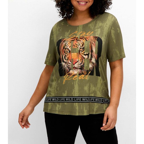 Shirt with front print, khaki