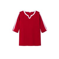 Cropped sleeve shirt, red-white