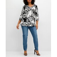 3/4-Arm-Shirt-Tunika, ecru-schwarz