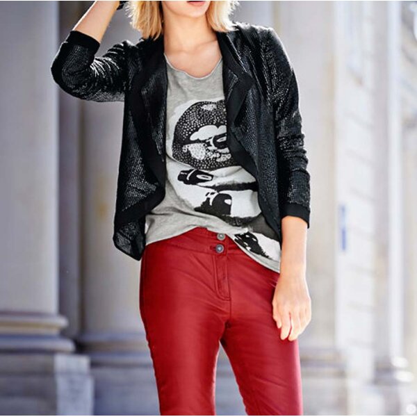 Pailletten-Shirtjacke, schwarz