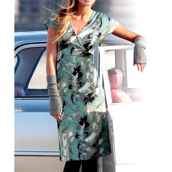 Kleid, grau-petrol-khaki