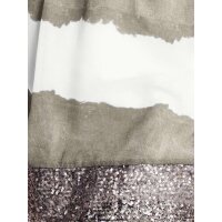 Chiffonbluse, khaki-weiß