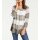 Chiffonbluse, khaki-weiß