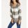 Chiffonbluse, khaki-weiß