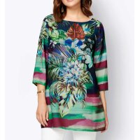 Silky tunic, dark blue - print