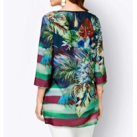 Silky tunic, dark blue - print