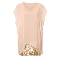Designer-Lagen-Longbluse m. Pailletten, rosé