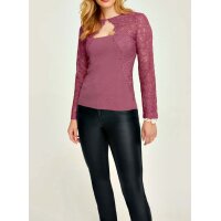 Fine knit sweater with lace, rose wood