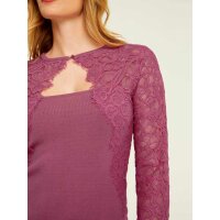 Fine knit sweater with lace, rose wood