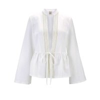 Linen jacket with lace, offwhite