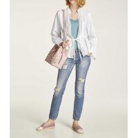 Linen jacket with lace, offwhite