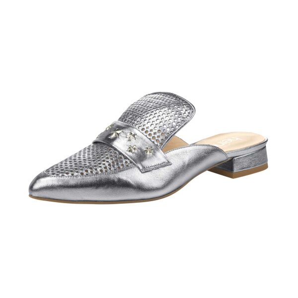 Leder-Pantolette, silberfarben