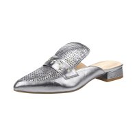 Leder-Pantolette, silberfarben