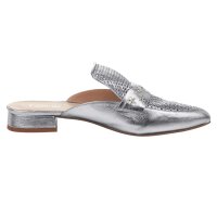 Leder-Pantolette, silberfarben