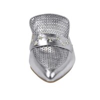 Leder-Pantolette, silberfarben