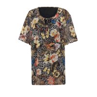 Designer-Chiffontunika, schwarz-bunt