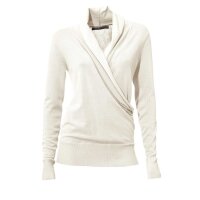 Designer-Wickelpullover m. Spitze, creme